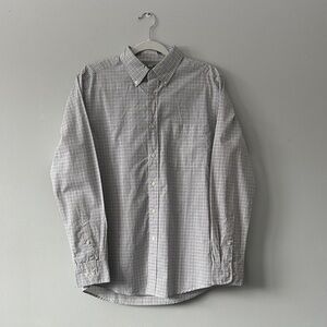 Uniqlo Men's Blue, Yellow and White Plaid Button Down Shirt
